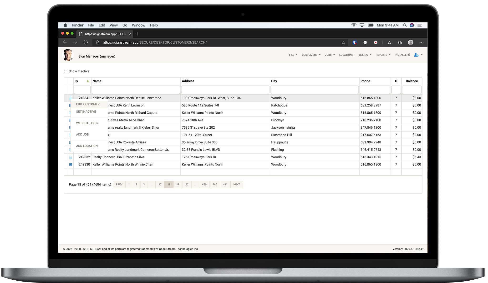 Desktop Customer List